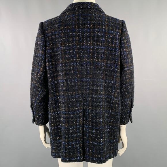 CHANEL Size 18 Black Navy Cotton Blend Shiny 3/4 Sleeves Coat - Picture 4 of 9